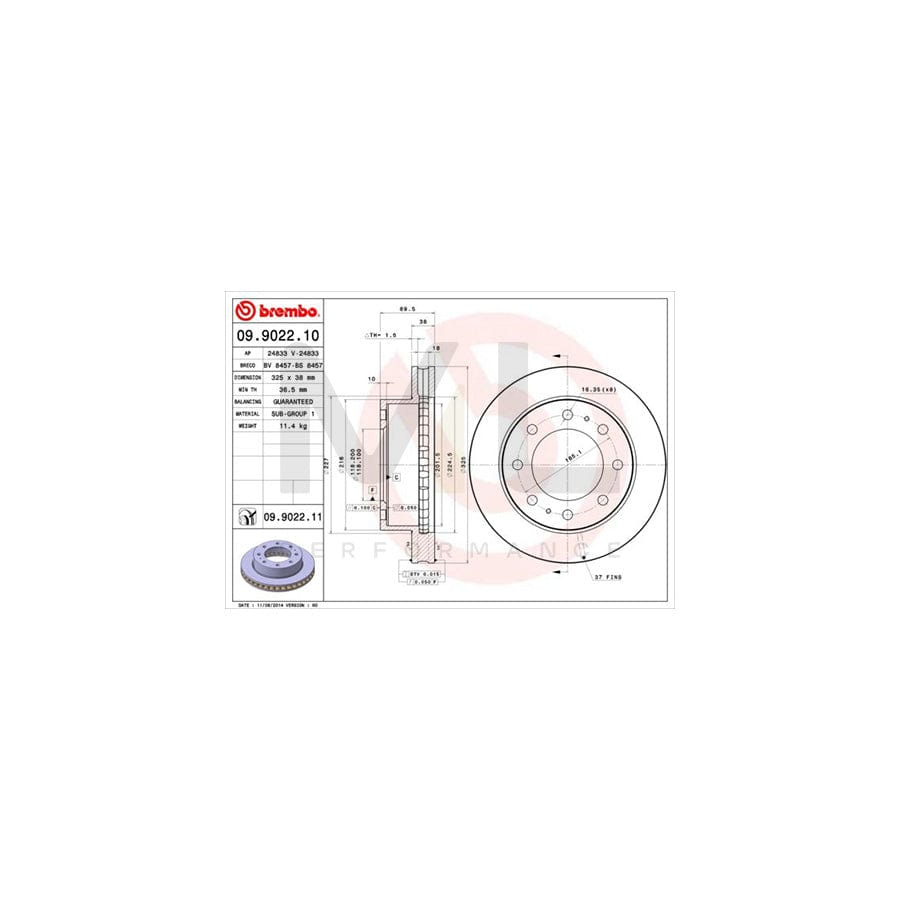 BREMBO 09.9022.10 Brake Disc Internally Vented | ML Performance Car Parts