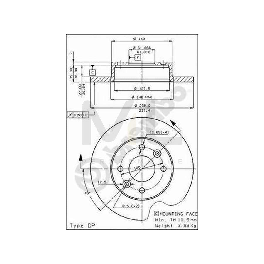 BREMBO 08.4284.20 Brake Disc Solid, with bolts/screws | ML Performance Car Parts