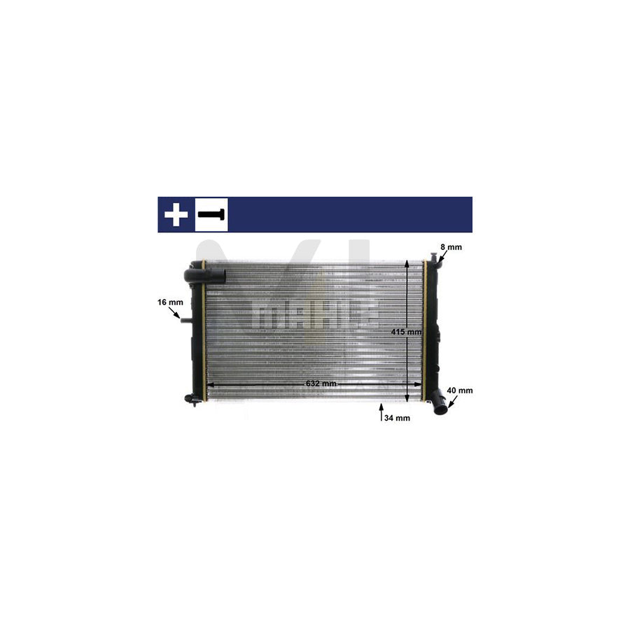 MAHLE ORIGINAL CR 171 000S Engine radiator with accessories, with pipe socket, with bolts/screws, with screw, with seal ring, Mechanically jointed cooling fins, Manual Transmission | ML Performance Car Parts