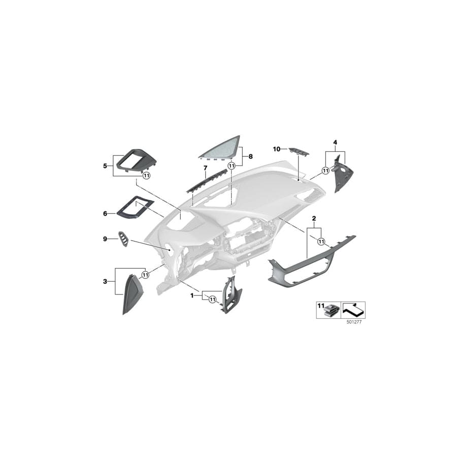 Genuine BMW 51457911479 F40 F44 Trim, Instrum.Panel, Illum.Driver NIZZA (Inc. 118d, 220d & 120dX) | ML Performance UK Car Parts