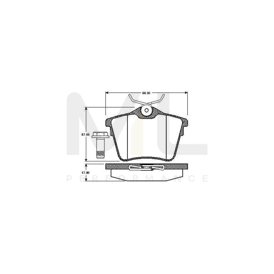 Bosch 0986Tb2881 Brake Pad Set Excl. Wear Warning Contact, With Bolts, With Accessories | ML Performance Car Parts