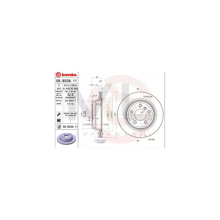 BREMBO COATED DISC LINE 09.B338.11 Brake Disc Internally Vented, Coated, High-carbon, with bolts/screws | ML Performance Car Parts