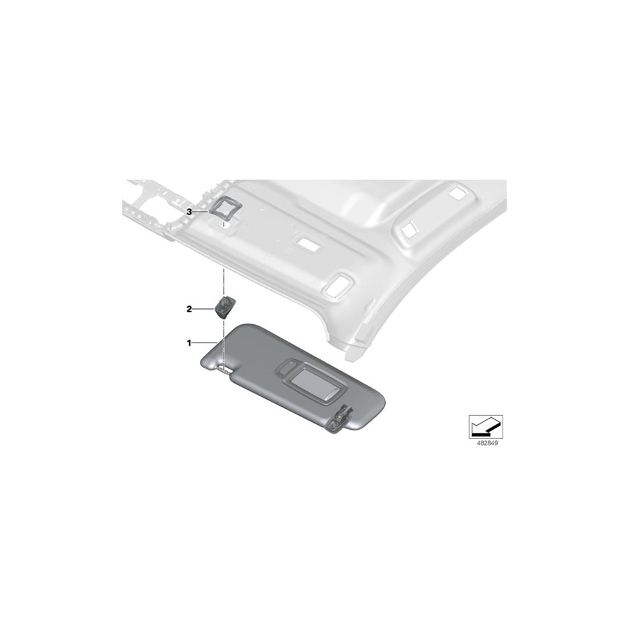 Genuine BMW 51167471149 G01 G02 Left Sun Visor ELFENBEINWEISS (Inc. X3 30i, X3 20iX & X4 30iX) | ML Performance UK