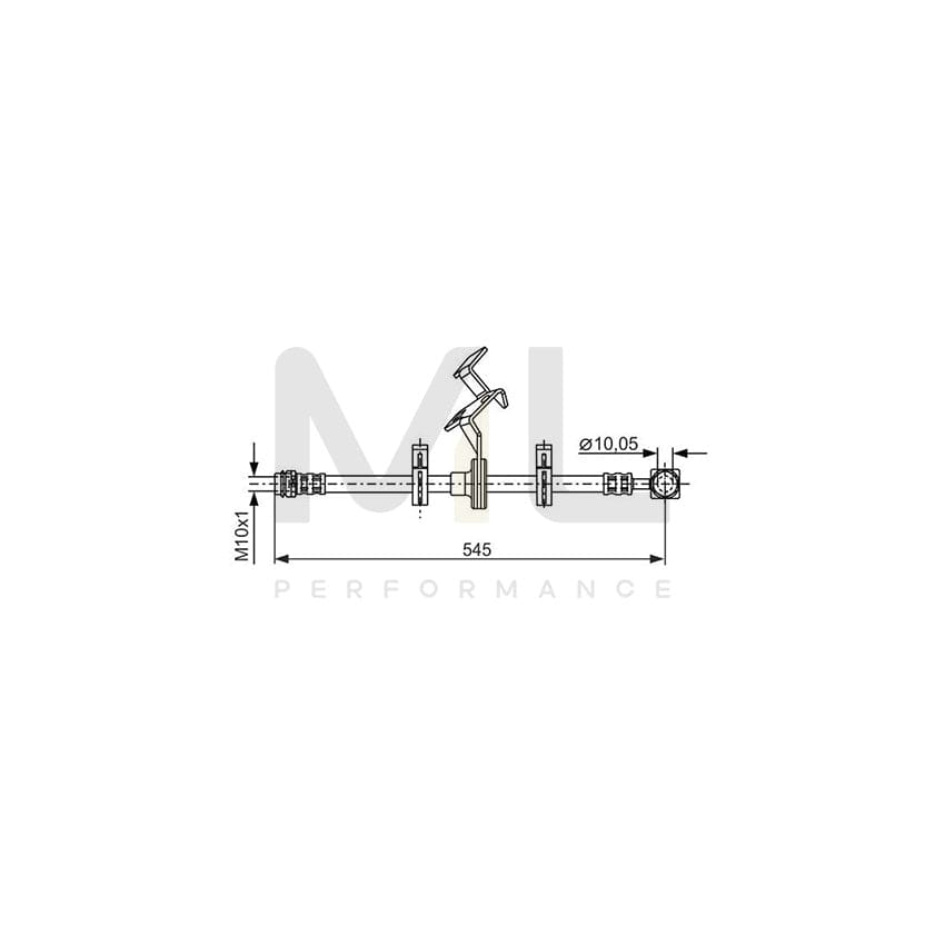 BOSCH 1 987 481 077 Brake Hose suitable for MERCEDES-BENZ ML-Class (W163) 530mm, M10x1 | ML Performance Car Parts
