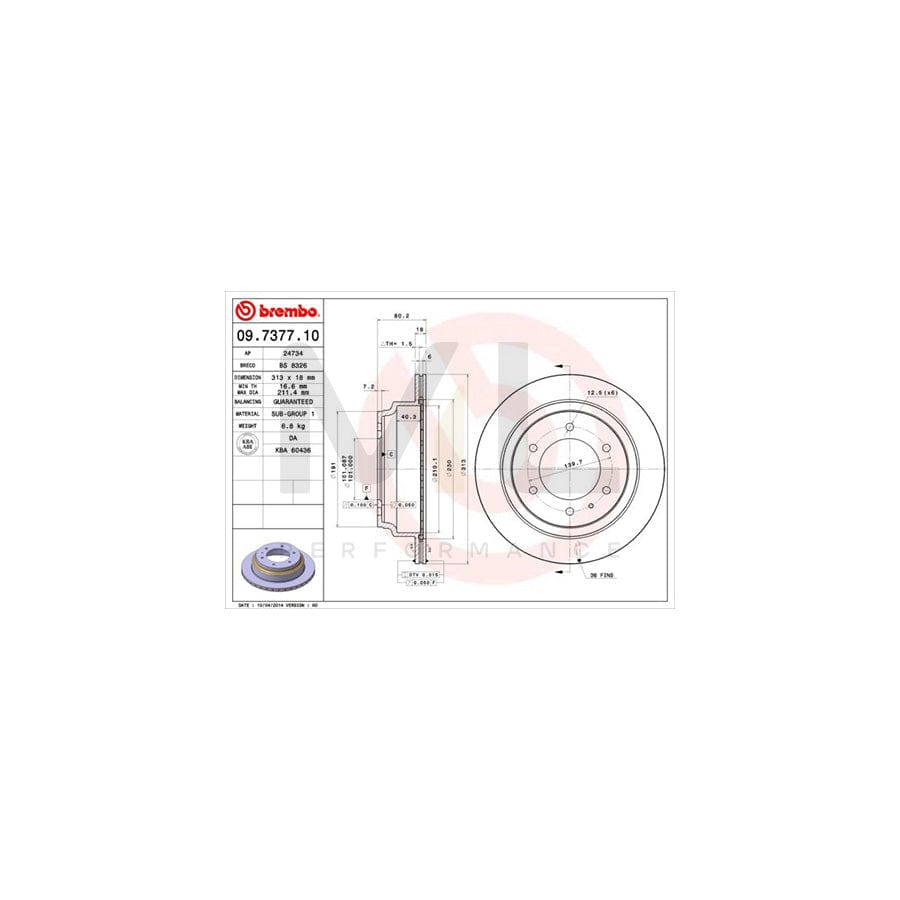 BREMBO 09.7377.10 Brake Disc Internally Vented | ML Performance Car Parts