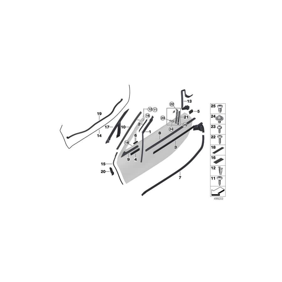Genuine BMW 51337477328 I15 Window Cavity Seal, Front Right (Inc. & i8) | ML Performance UK Car Parts