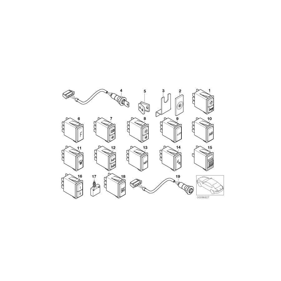 Genuine BMW 61318360356 E38 Tone Sequence Control System Switch (Inc. & 750iLS) | ML Performance UK Car Parts
