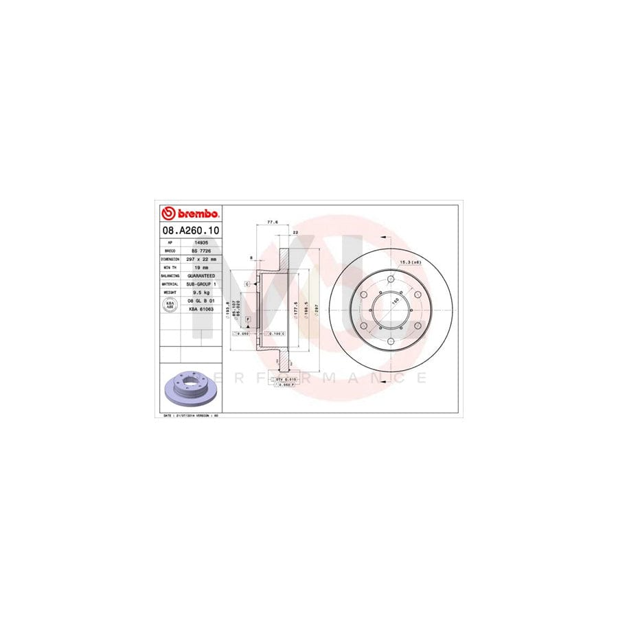 BREMBO 08.A260.10 Brake Disc for IVECO Daily Solid | ML Performance Car Parts