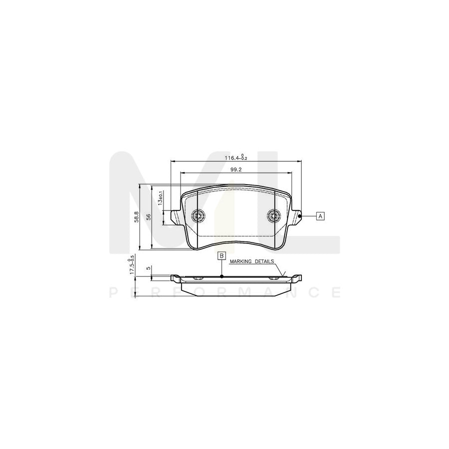 Bosch 0986Tb3123 Brake Pad Set Excl. Wear Warning Contact | ML Performance Car Parts