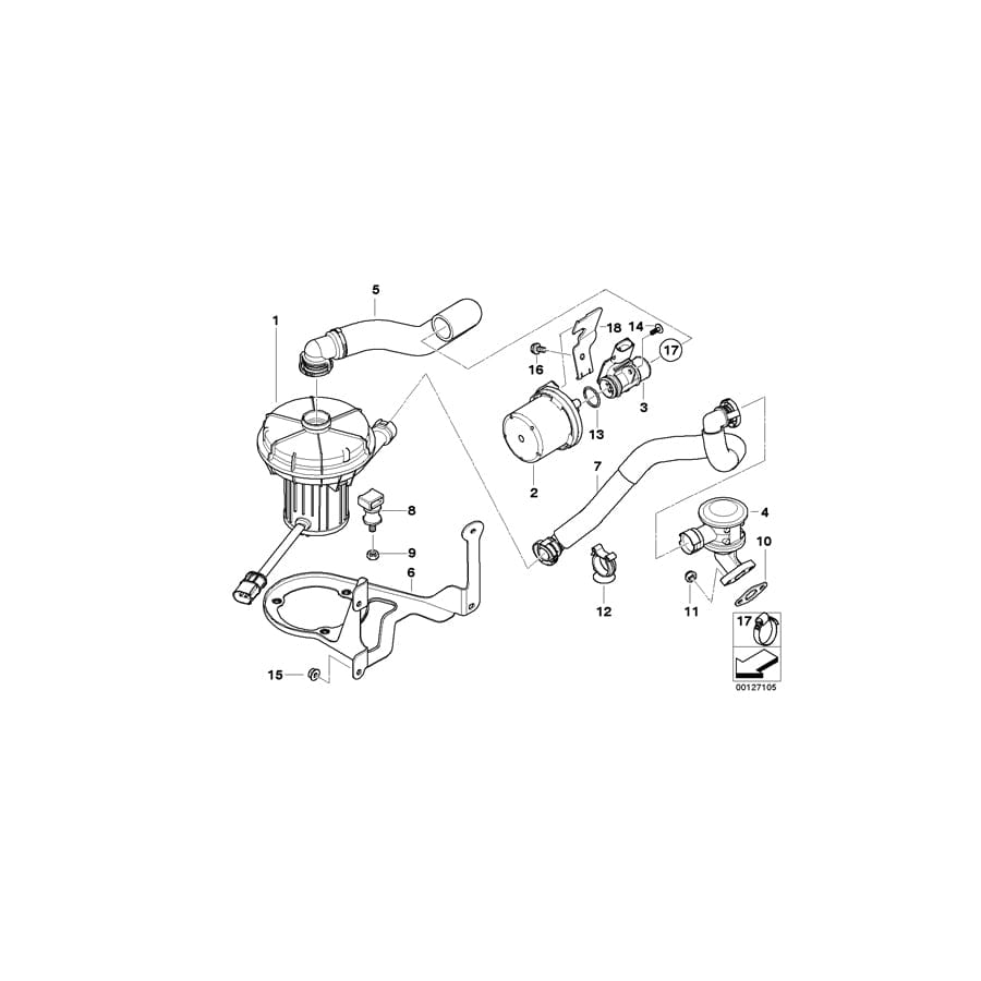 Genuine BMW 11727572585 E60 Bracket Secondary Air Filter (Inc. 520i) | ML Performance UK Car Parts