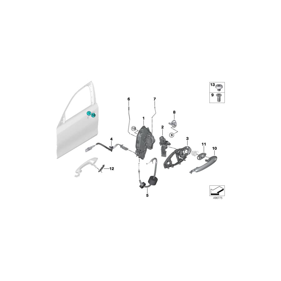 Genuine BMW 51219881780 G29 F40 F44 Carrier, Outside Door Handle, Right CA (Inc. 320i, 320iX & M135iX) | ML Performance UK