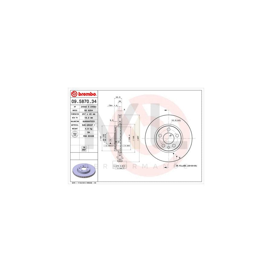 BREMBO 09.5870.34 Brake Disc Internally Vented | ML Performance Car Parts