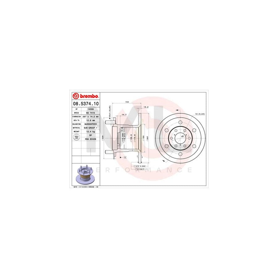 BREMBO 08.5374.10 Brake Disc for IVECO Daily Solid | ML Performance Car Parts