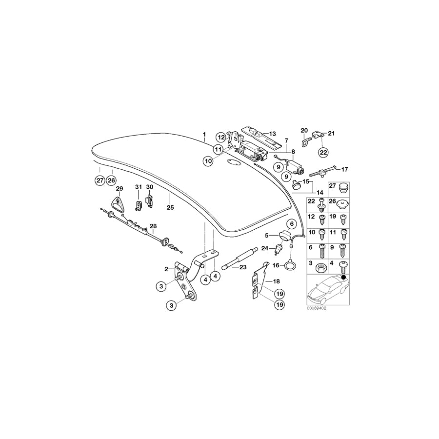 Genuine BMW 51247059961 E52 Bowden Cable, Emergency Unlocking (Inc. Alpina V8 & Z8) | ML Performance UK