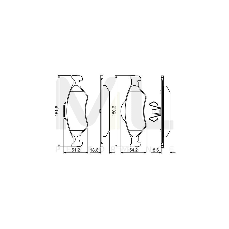 Bosch 0986495247 Brake Pad Set With Piston Clip BP1546 | ML Performance Car Parts