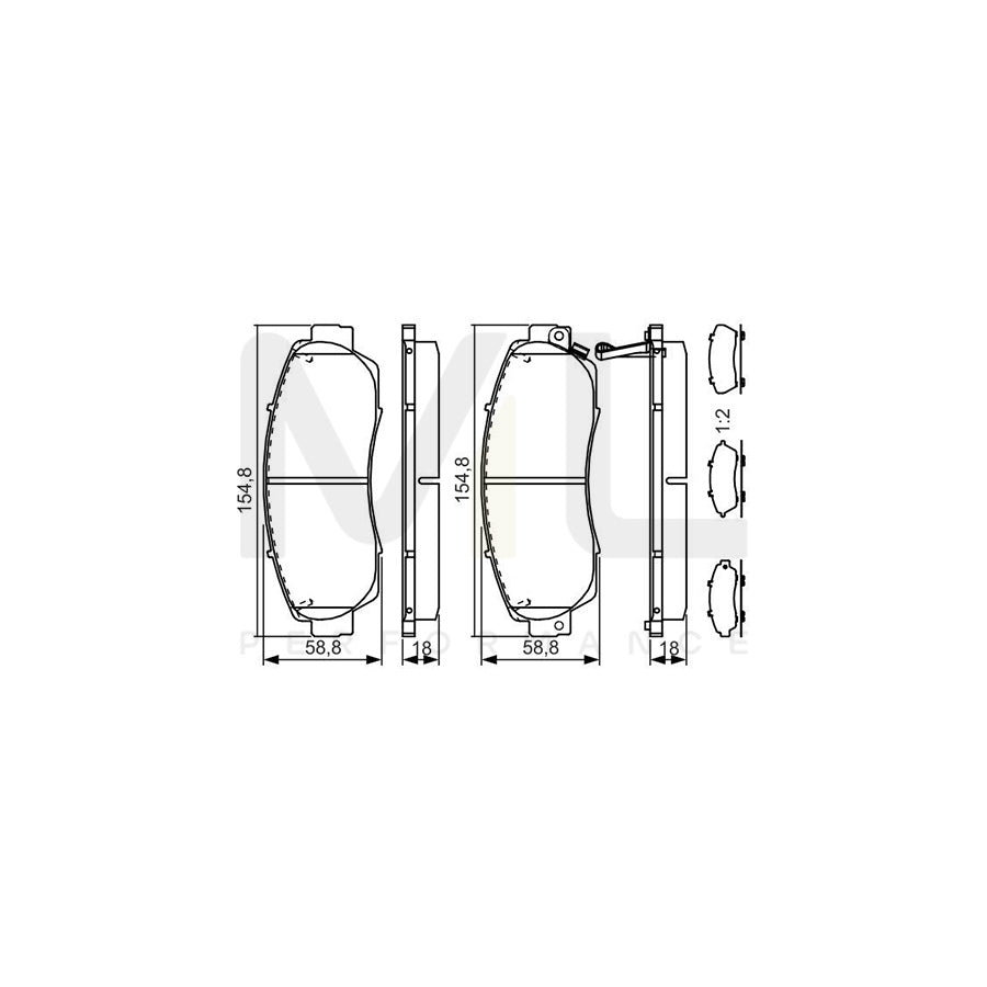 Bosch 0986Tb3218 Brake Pad Set With Acoustic Wear Warning, With Accessories | ML Performance Car Parts