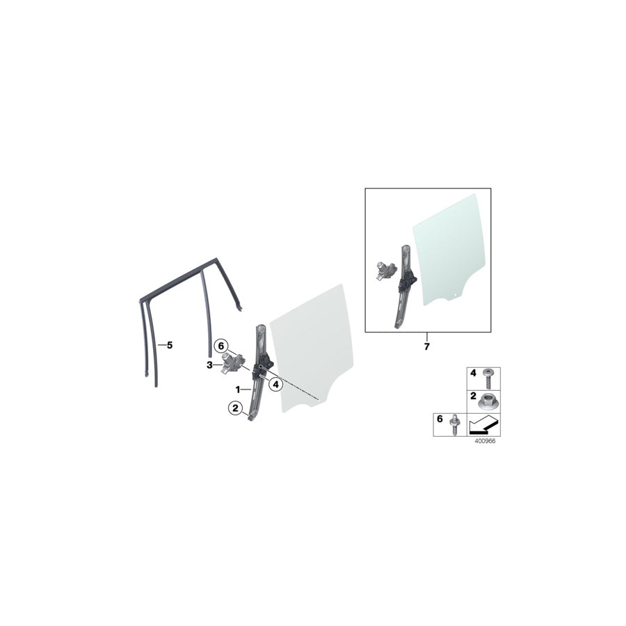 Genuine BMW 51357335602 F26 Window Lifter Without Motor, Rear Right (Inc. X4 20iX, X4 28iX & X4 35dX) | ML Performance UK