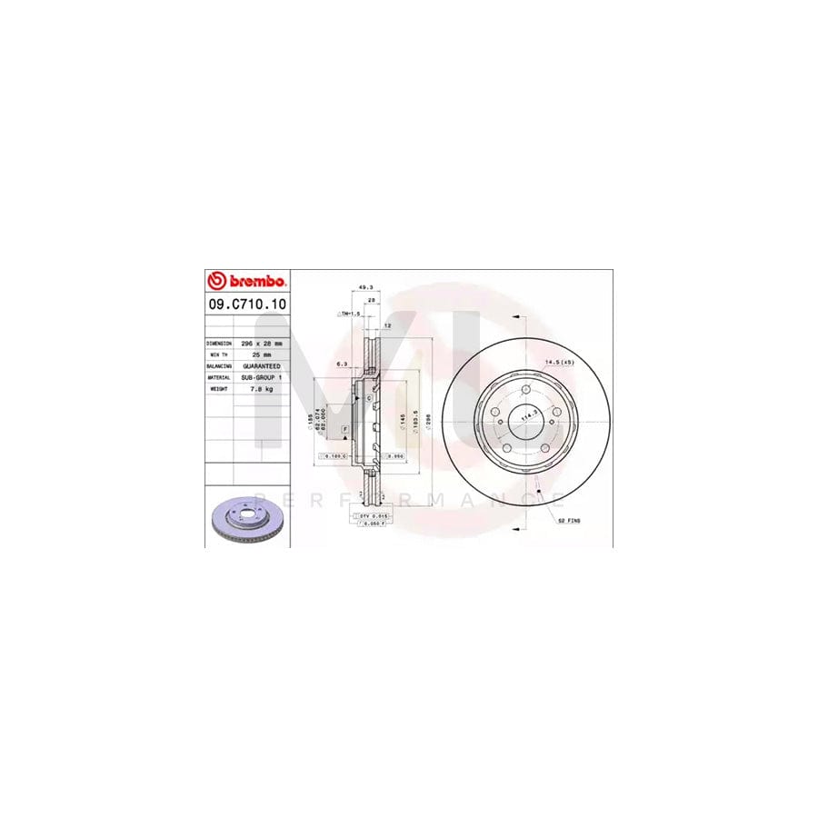 BREMBO COATED DISC LINE 09.C710.11 Brake Disc Internally Vented, Coated | ML Performance Car Parts