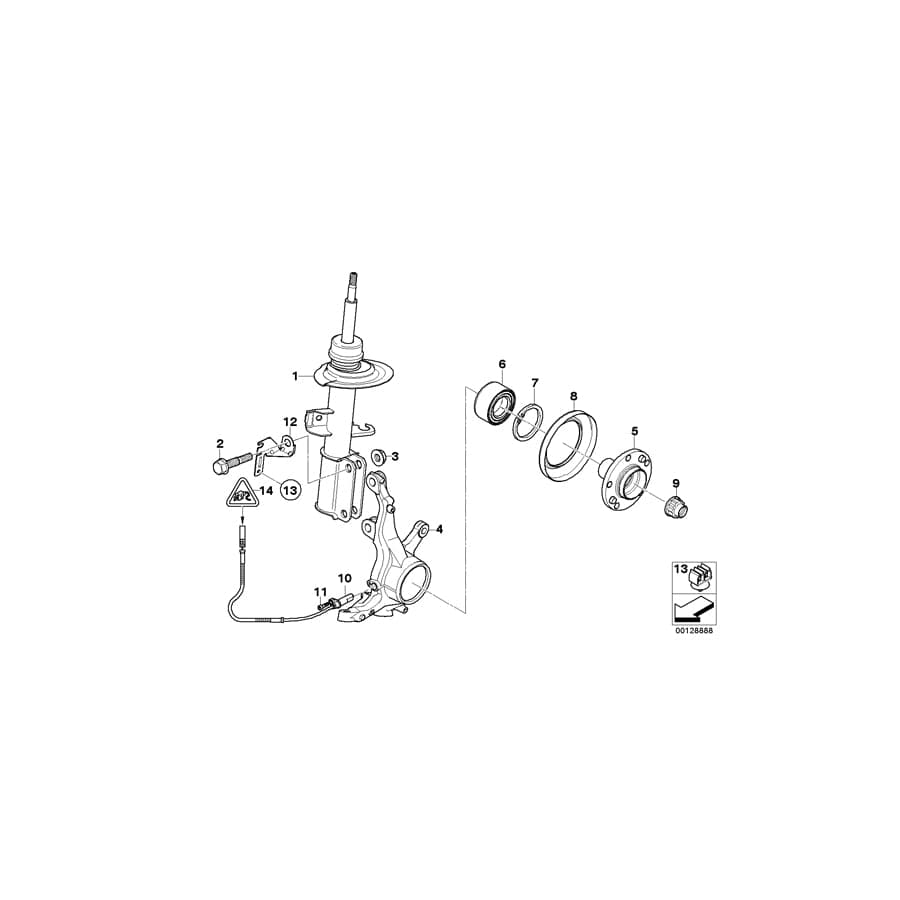 Genuine BMW 31316765627 E53 Left Front Spring Strut (Inc. & X5 4.4i) | ML Performance UK Car Parts