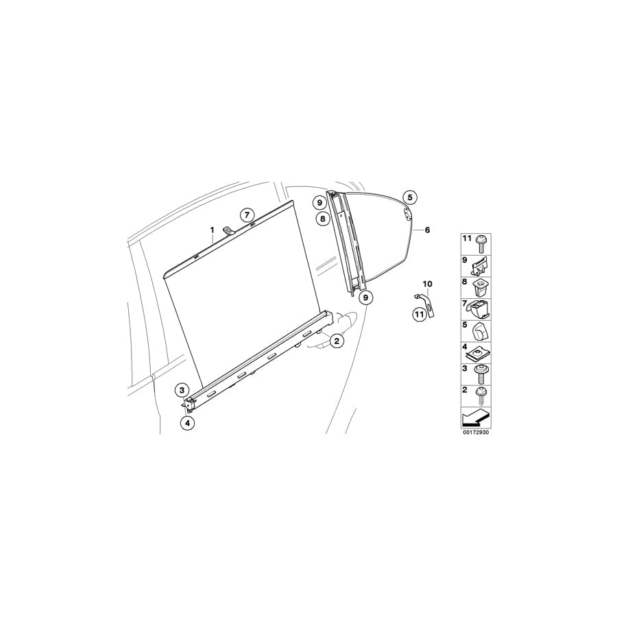 Genuine BMW 51359122639 E61 Roller Sun Screen,Triangular Window Left SCHWARZ (Inc. 530d, 525d & 525i) | ML Performance UK Car Parts