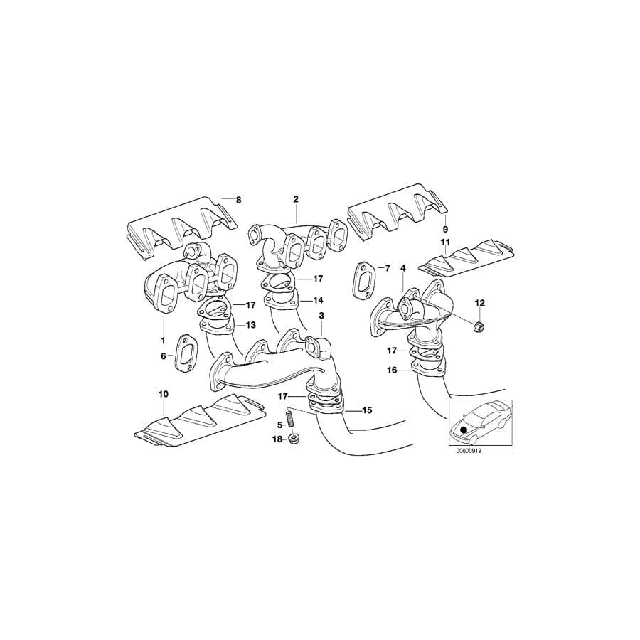 Genuine BMW 11621704536 E38 E31 Exhaust Manifold ZYL.4-6 (Inc. 750i, 750iL & 750iLS) | ML Performance UK Car Parts