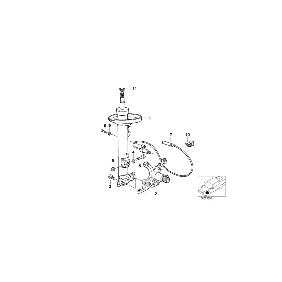 Genuine BMW 31311091269 E36 Left Front Spring Strut F+S (Inc. 325tds, 328i & 325i) | ML Performance UK Car Parts