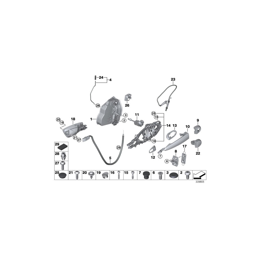 Genuine BMW 51217059677 E88 E87 E82 Front Door Lock Bowden Cable (Inc. 118i, 116d & 130i) | ML Performance UK Car Parts