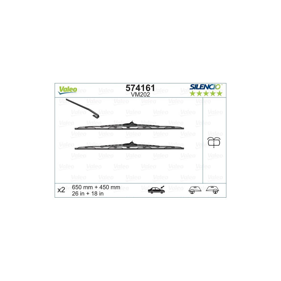 Valeo Silencio, Silencio Conventional Set 574161 Wiper Blade | ML Performance UK Car Parts