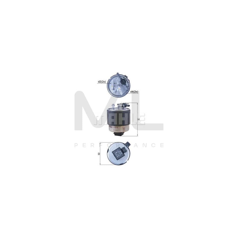 MAHLE ORIGINAL KL 440/44 Fuel filter for NISSAN Qashqai / Qashqai+2 I (J10, NJ10) In-Line Filter, with water drain screw | ML Performance Car Parts