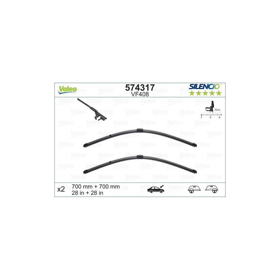Valeo Silencio Flat Blade Set, Silencio X.Trm 574317 Wiper Blade | ML Performance UK Car Parts