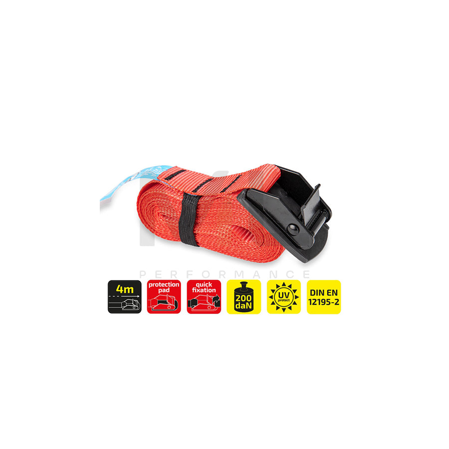 HEYNER 880400 Tie down strap Black, Red, 4 m, 25 mm, 200 kg | ML Performance Car Parts