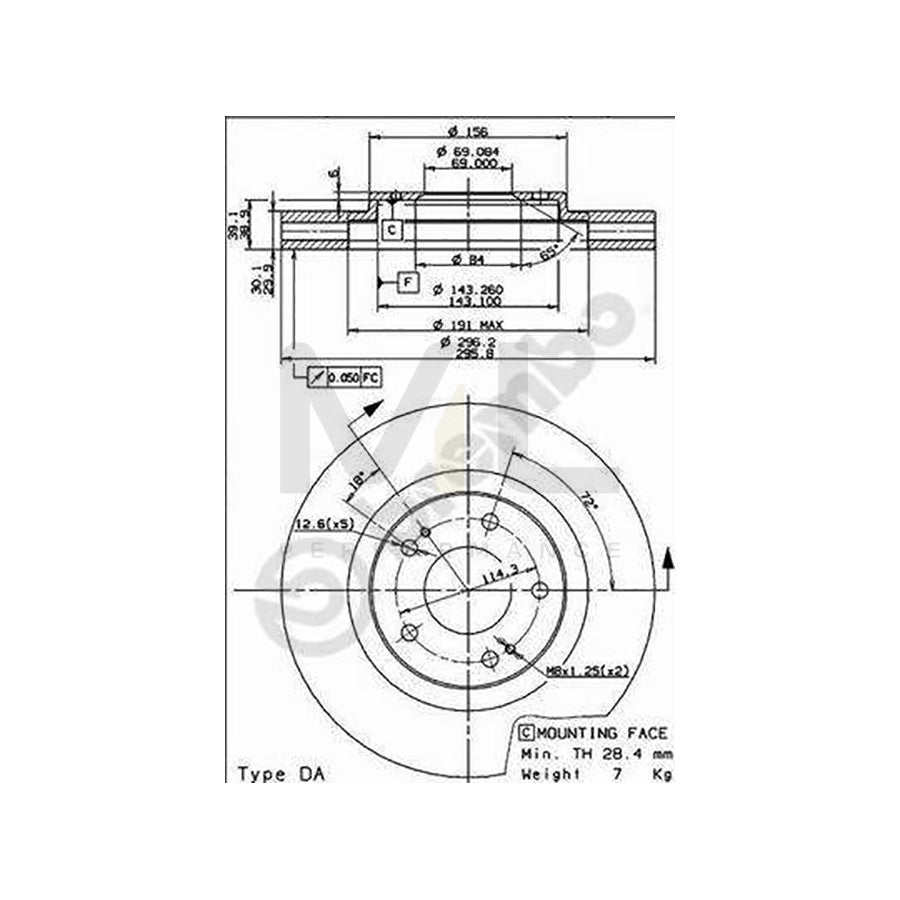 BREMBO 09.9129.10 Brake Disc Internally Vented | ML Performance Car Parts
