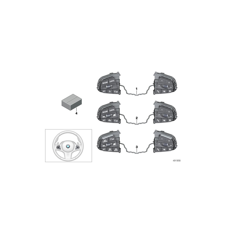 Genuine BMW 61319472809 F91 G16 F92 Switch, Multifunct. Steering Wheel (Inc. X6 M50iX, X5 30iX & X7 M50iX) | ML Performance UK