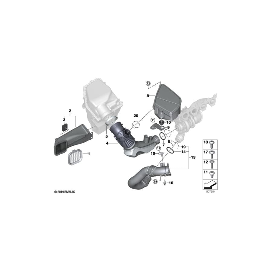 Genuine BMW 13718648428 G32 G06 G01 Spring Clip (Inc. 520i 1.6, X3 20i & 730i) | ML Performance UK Car Parts