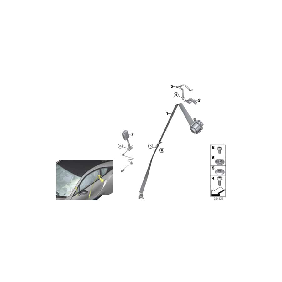 Genuine BMW 72117313160 I12 I12 Upper Belt, Front Right SCHWARZ (Inc. & i8) | ML Performance UK Car Parts