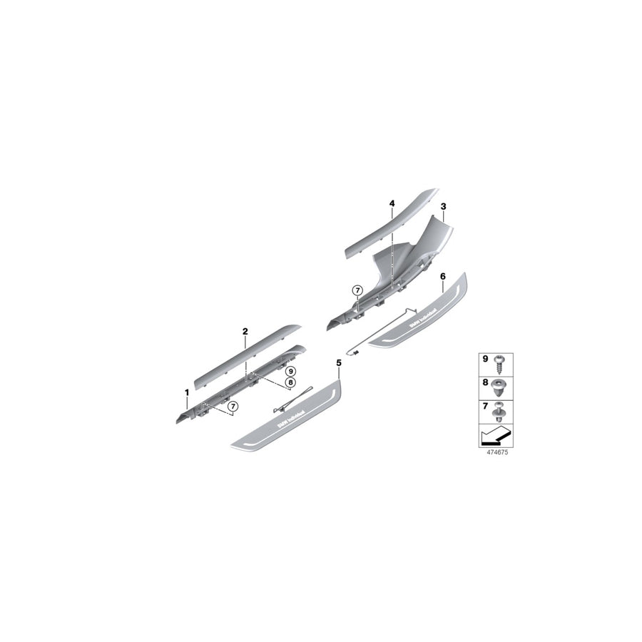 Genuine BMW 51477407306 G11 G12 Cover Molding, Sill, Rear Inner Right CANBERRABEIGE (Inc. 730LdX, 750Li & Alpina B7) | ML Performance UK