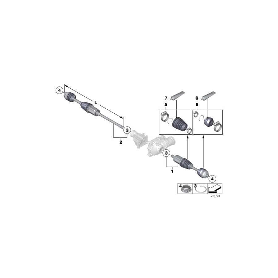 Genuine BMW 31607622913 F15 F16 Output Shaft Left L=698mm (Inc. X5) | ML Performance UK Car Parts