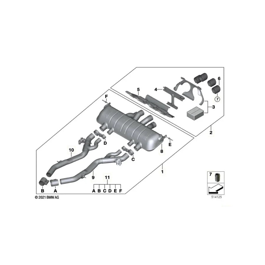 Genuine BMW 18305A6A6A7 G87 M2 M Performance Tailpipe Trim Module Titanium Kit | ML Performance UK Car Parts