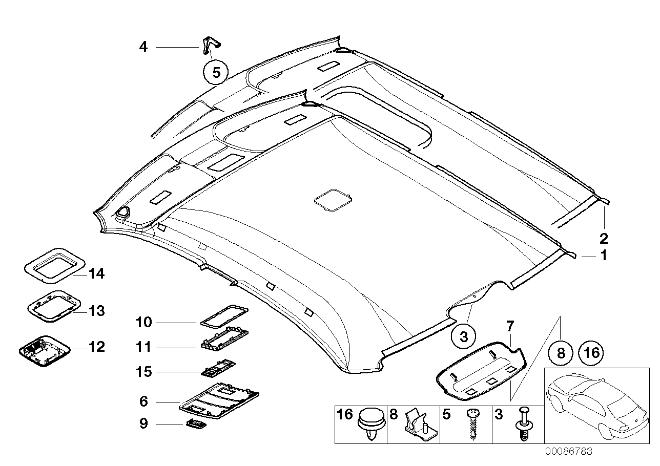 Genuine BMW 51448226603 E46 Headliner, Sunroof HELLBEIGE (Inc. 325xi, 330xi & 328i)