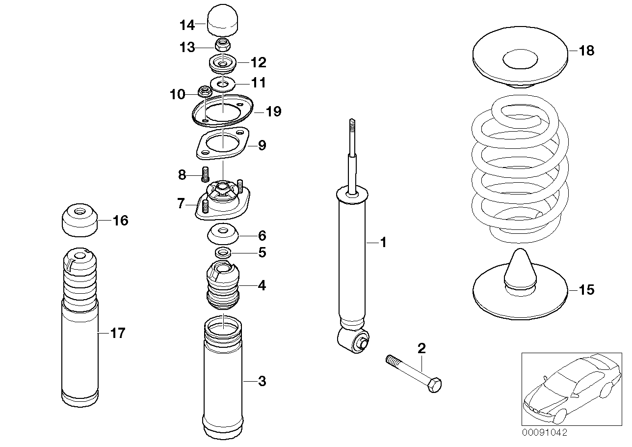 Genuine BMW 33521095647 E46 Shock Absorber, Rear (Inc. 318d, 318i & 316Ci) | ML Performance UK UK Car Parts