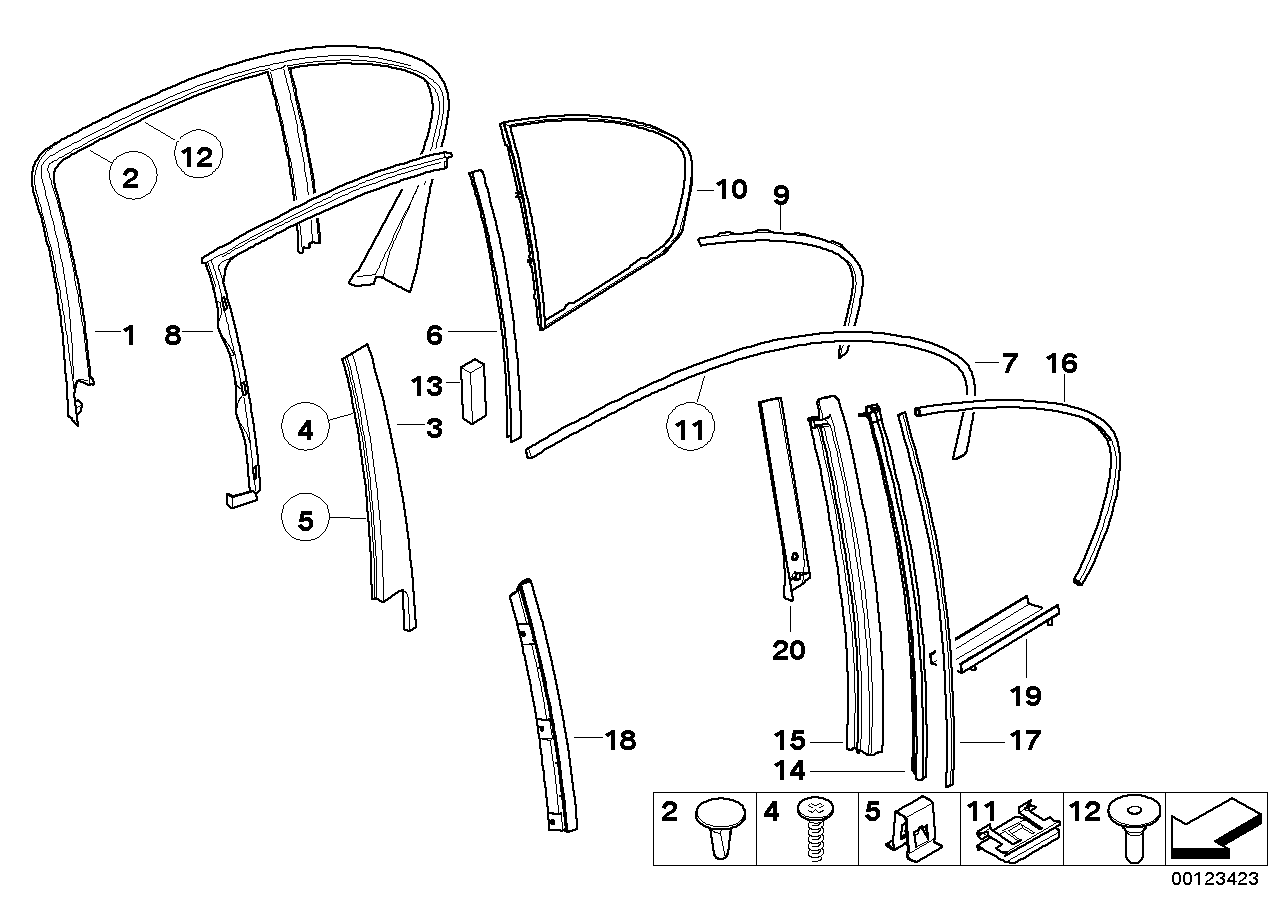 Genuine BMW 51357005104 E65 E66 Window Guide Web Cover Right GLANZSCHWARZ (Inc. 735i, 760Li & 745Li) | ML Performance UK UK Car Parts
