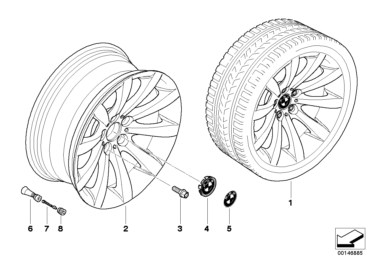Genuine BMW 36116770941 E63 E64 Light Alloy Rim 81/2JX19 ET:14 (Inc. 645Ci, 650i & 635d) | ML Performance UK UK Car Parts