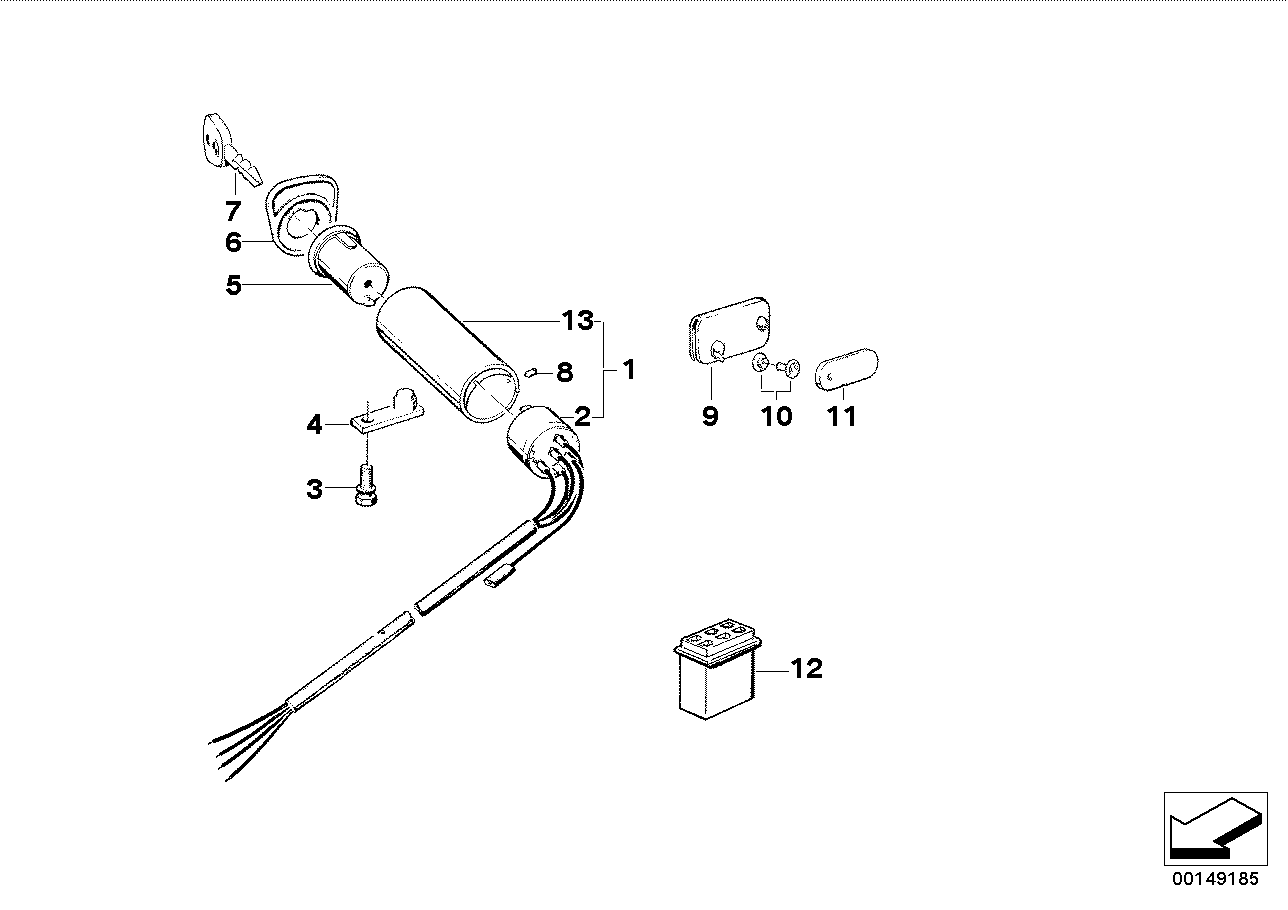 Genuine BMW 32329069306 E24 E28 E21 Lock (With Key Code) 10.001-19.999 (Inc. 728i, 320i & 528) | ML Performance UK UK Car Parts