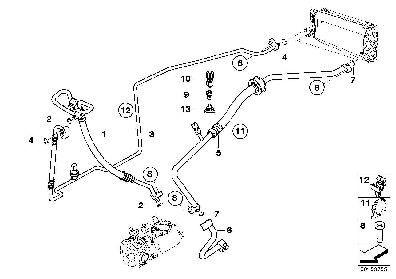 Genuine BMW 64538377073 E53 Suction Pipe Evaporator-Compressor (Inc. X5 3.0i) | ML Performance UK UK Car Parts