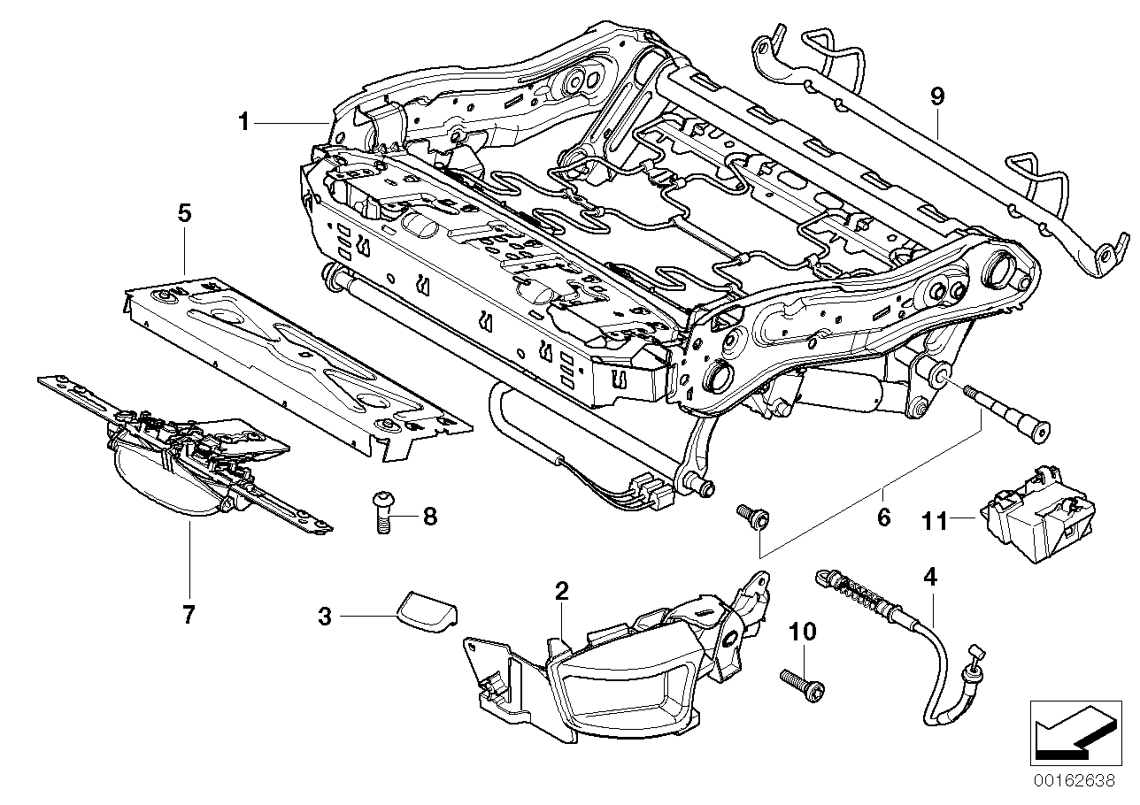 Genuine BMW 52109155008 E60 E61 Seat Frame, Manual Right (Inc. 530xd, 525xd & 550i) | ML Performance UK UK Car Parts