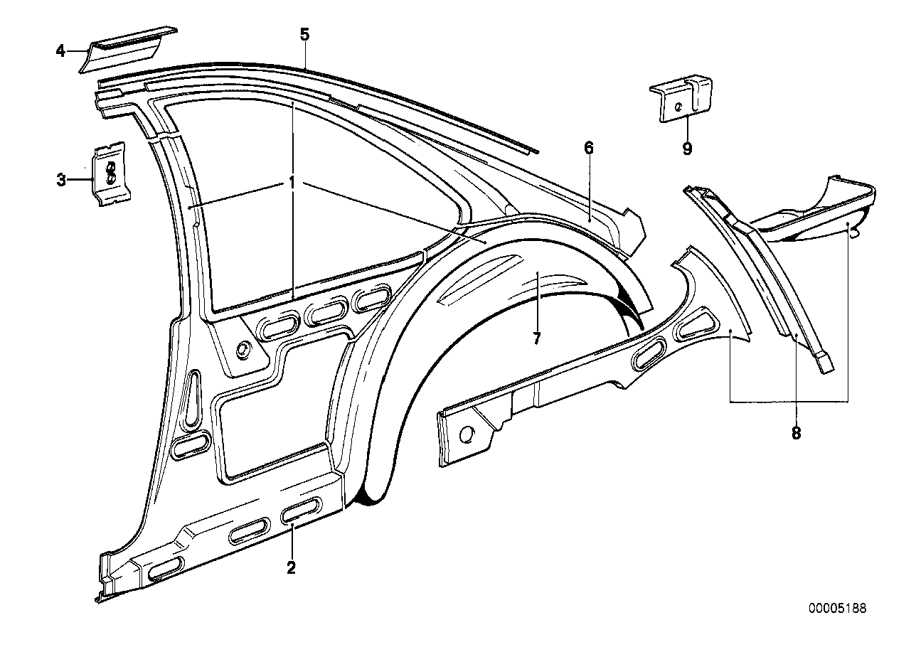 Genuine BMW 41211886335 E24 Wheel Arch Outer Rear Left (Inc. 635CSi, 628CSi & M6) | ML Performance UK Car Parts