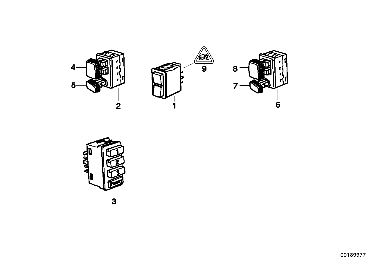 Genuine BMW 61311374492 E24 E32 E34 Switch Seat Adjusting Front Left (Inc. 524td, 750iL & 635CSi) | ML Performance UK UK Car Parts