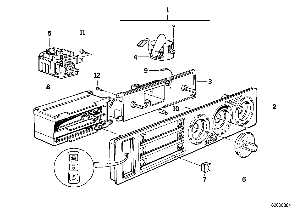 Genuine BMW 64118351122 E34 Switch (Inc. 540i, 520i & 530i) | ML Performance UK UK Car Parts