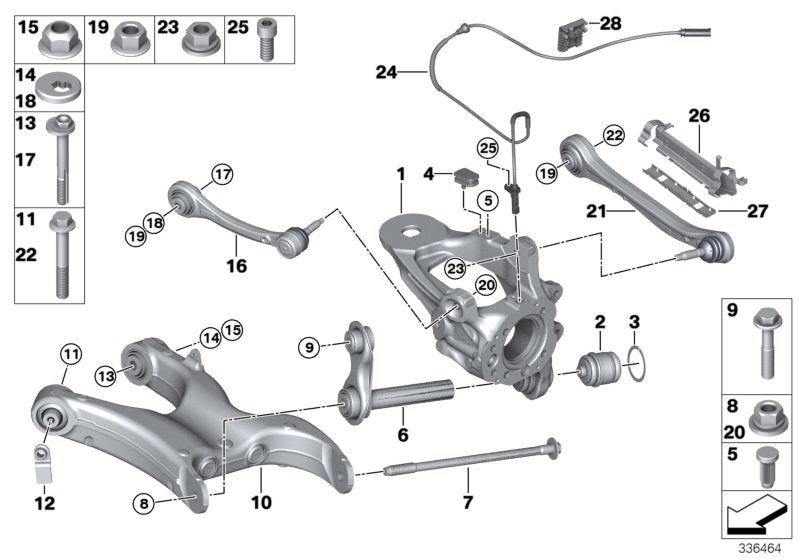Genuine BMW 33326796002 E70 E72 M Control Arm With Rubber Bushing, Right (Inc. X5)