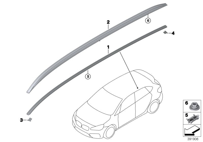 Genuine BMW 51137400089 Roof Molding Prime-Coated Left (Inc. 225i, 225iX & 216d) | ML Performance UK UK Car Parts